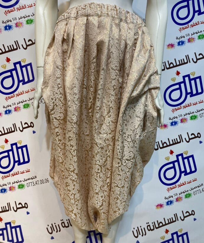 سروال للكراكو بروكار حر ستوندار فيه لاستيك في الخصر