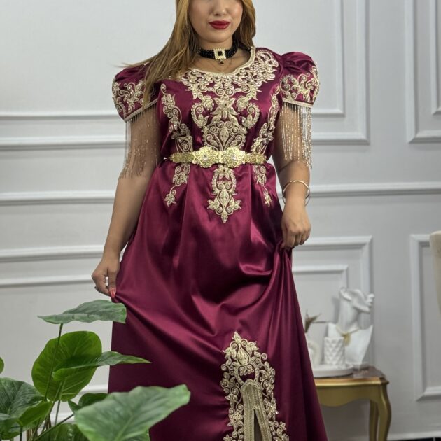 قندورة قسنطينية طرز فتلة ساتان ايطالي